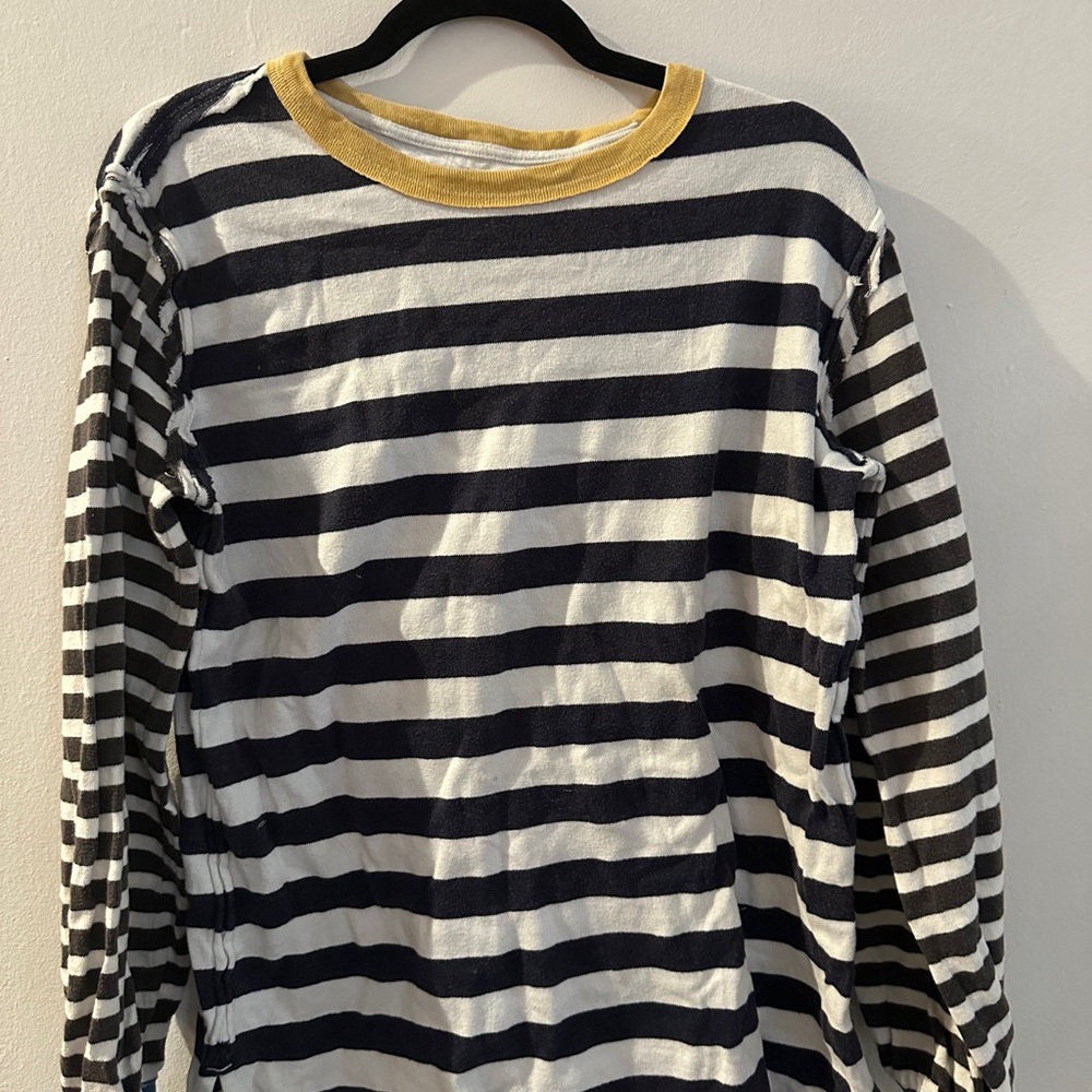 Free People Navy and White Striped Long Sleeve Tee